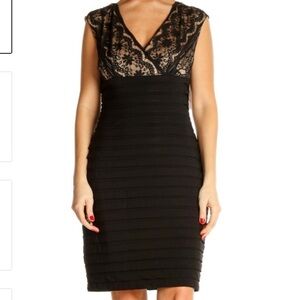 Adrianna Papell Black Solid Classic Sheath Dress 6P